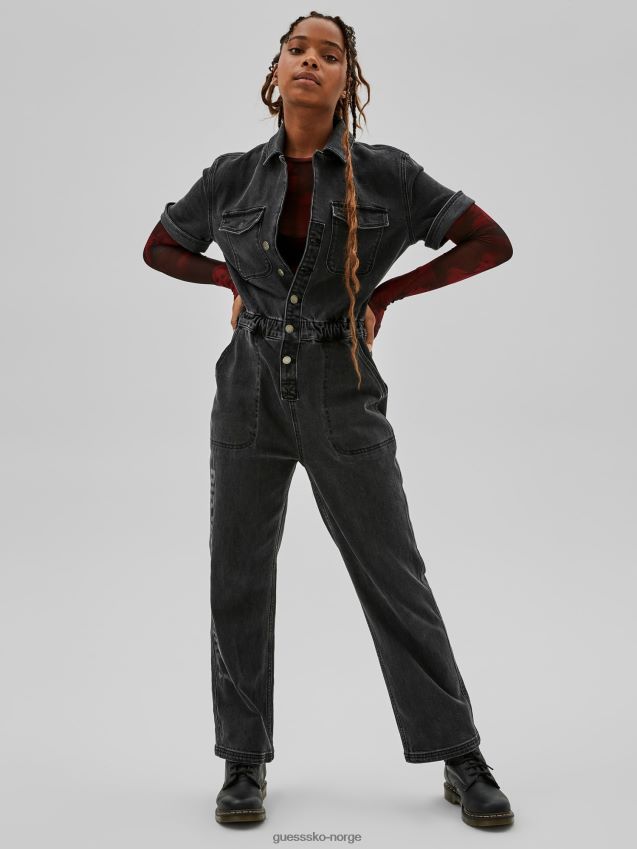 Guess avslappet passform denim jumpsuit svart svart kvinner F0LJ806252