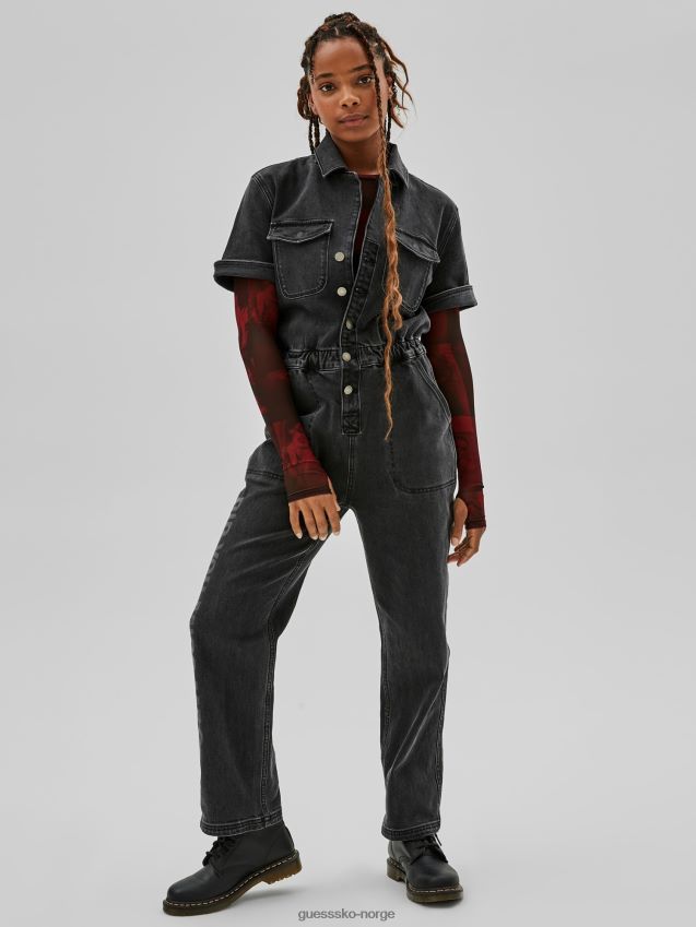 Guess avslappet passform denim jumpsuit svart svart kvinner F0LJ806252