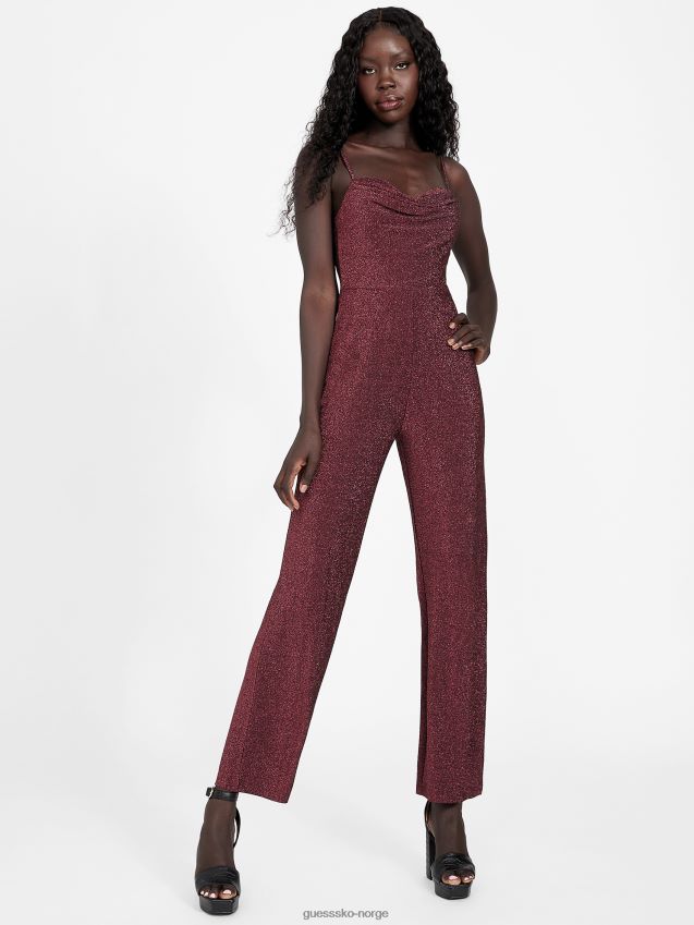Guess kacy lurex jumpsuit med cowl hals mystisk vin mystisk vin kvinner F0LJ806992