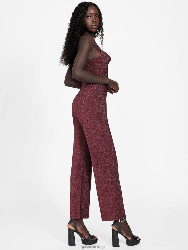 Guess kacy lurex jumpsuit med cowl hals mystisk vin mystisk vin kvinner F0LJ806992