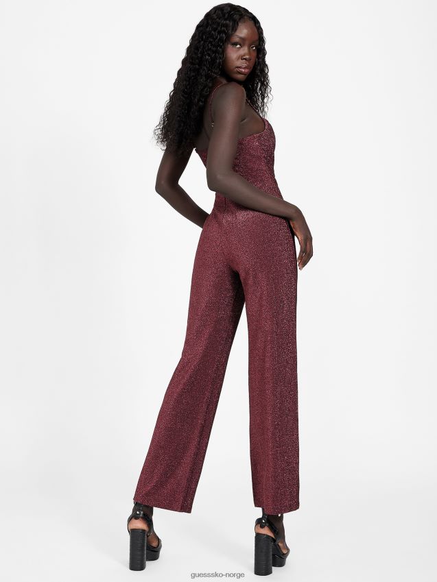 Guess kacy lurex jumpsuit med cowl hals mystisk vin mystisk vin kvinner F0LJ806992
