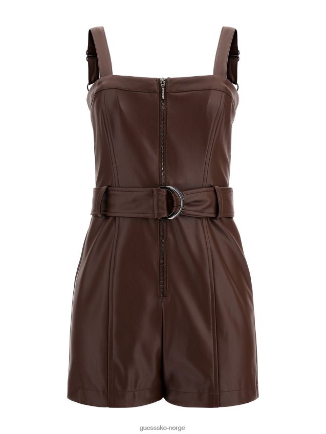 Guess kort jumpsuit brun i imitert skinn brun kvinner F0LJ802881
