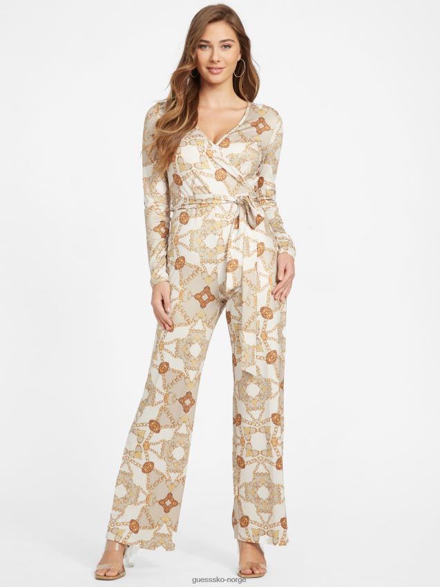 Guess kul vinter kjedeprint avony printet jumpsuit kult vinterkjedetrykk kvinner F0LJ807060