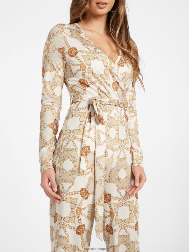 Guess kul vinter kjedeprint avony printet jumpsuit kult vinterkjedetrykk kvinner F0LJ807060