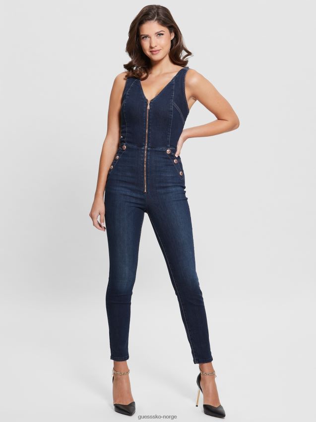 Guess reina denim jumpsuit plume mørk plym mørk kvinner F0LJ809195