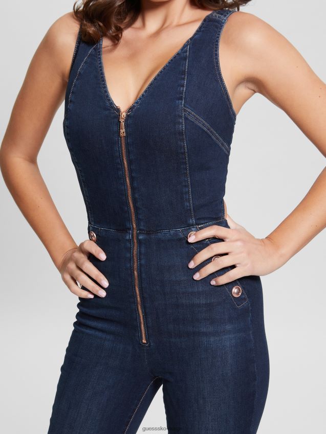 Guess reina denim jumpsuit plume mørk plym mørk kvinner F0LJ809195