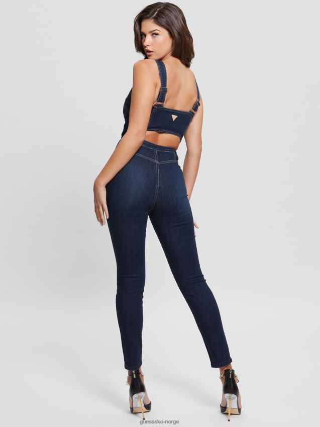 Guess reina denim jumpsuit plume mørk plym mørk kvinner F0LJ809195