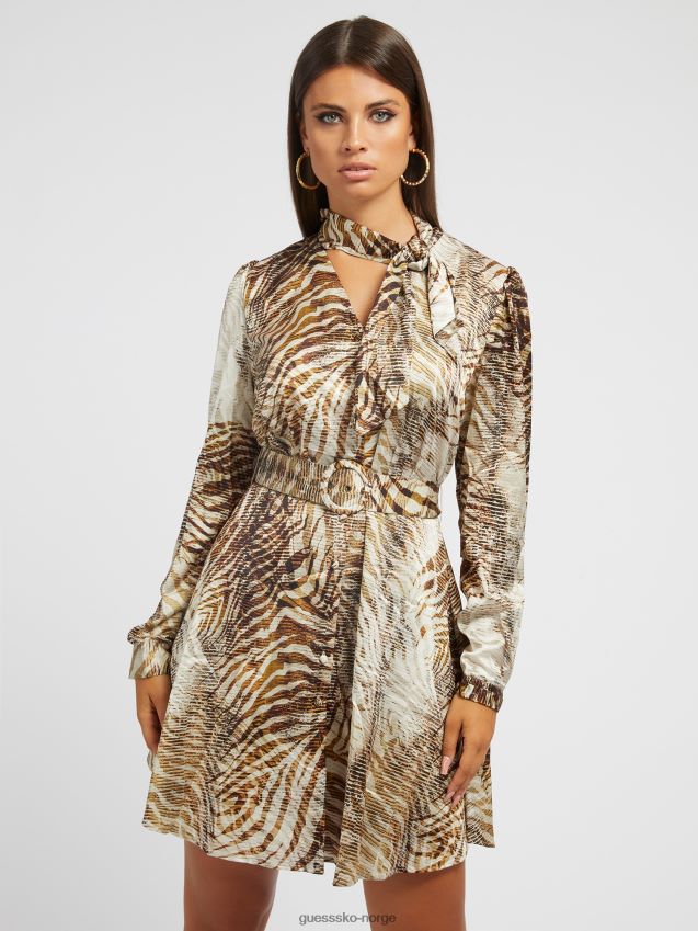 Guess all over print kjole multi beige multi beige kvinner F0LJ802819