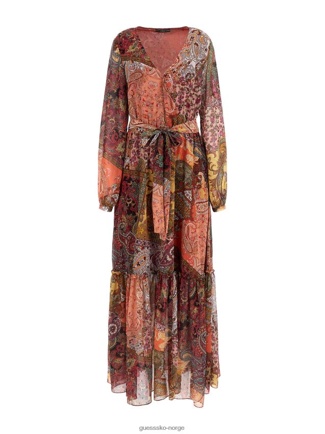 Guess all over print lang kjole rød rød kvinner F0LJ803516