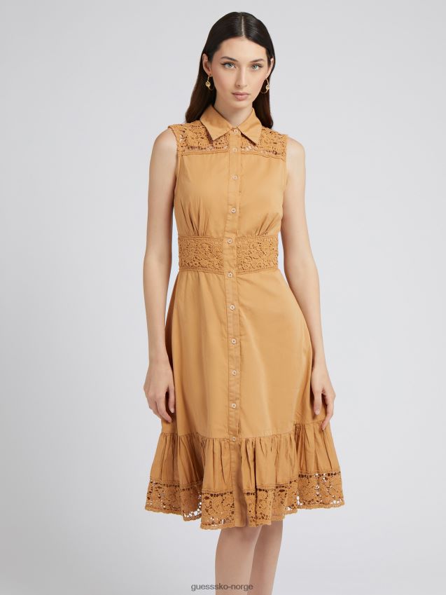Guess beige kjole med heklede detaljer beige kvinner F0LJ803831