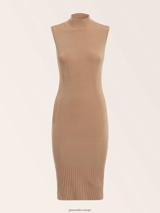 Guess beige marciano strikket kjole med skilpad hals beige kvinner F0LJ806499