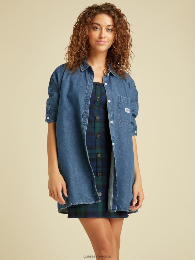 Guess blå denimkjole med avslappet passform blå kvinner F0LJ806721