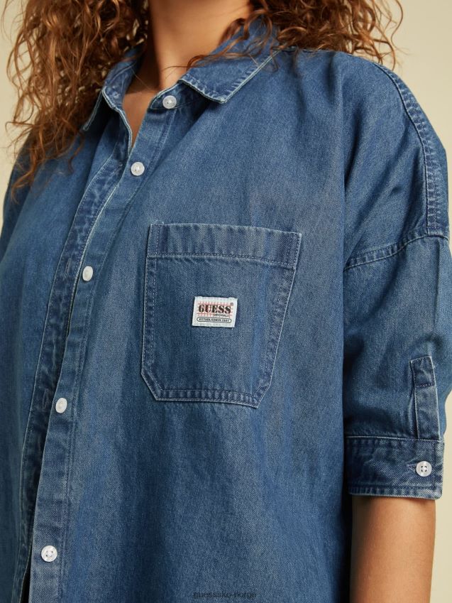Guess blå denimkjole med avslappet passform blå kvinner F0LJ806721