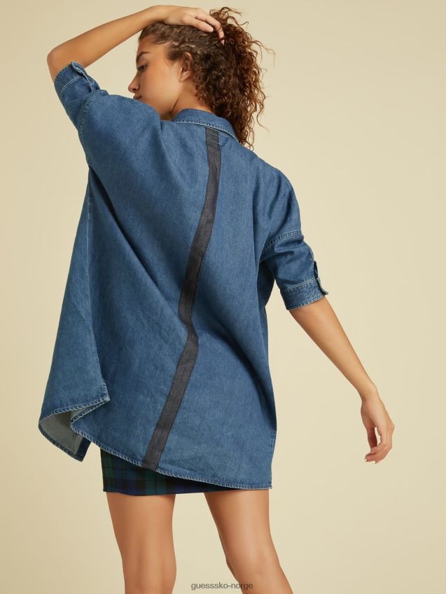 Guess blå denimkjole med avslappet passform blå kvinner F0LJ806721