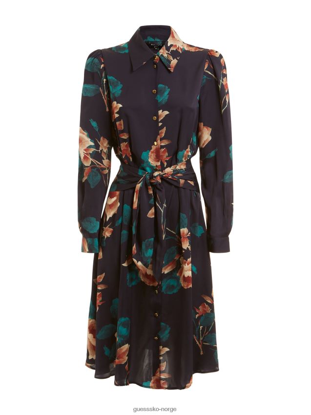 Guess blå multi marciano kjole med blomstertrykk blå multi kvinner F0LJ803603