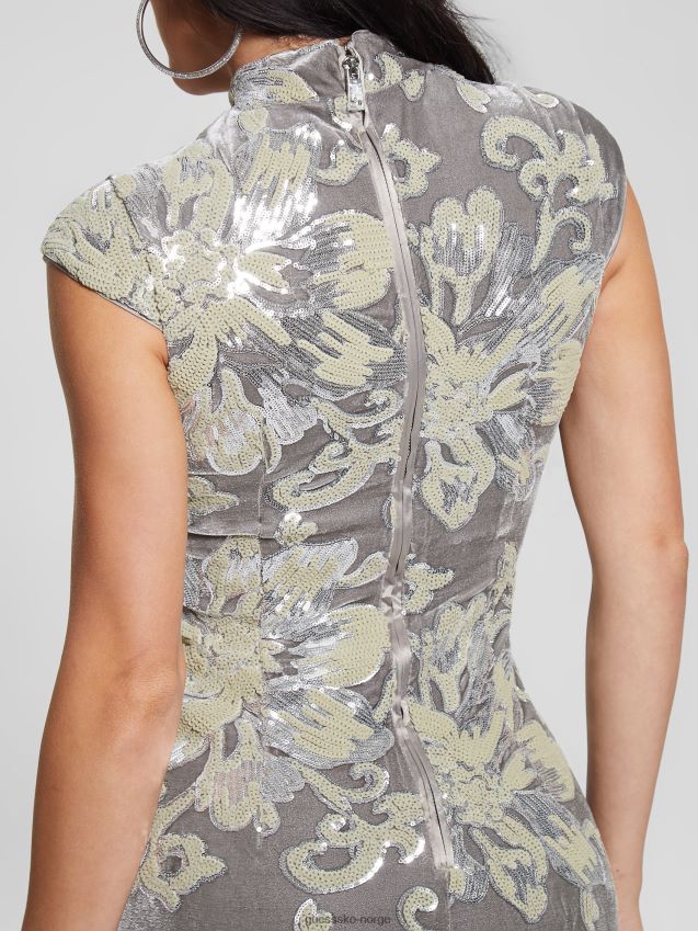 Guess blomsterpaljetter embro silv estella paljettkjole blomsterpaljetter embro silv kvinner F0LJ809182