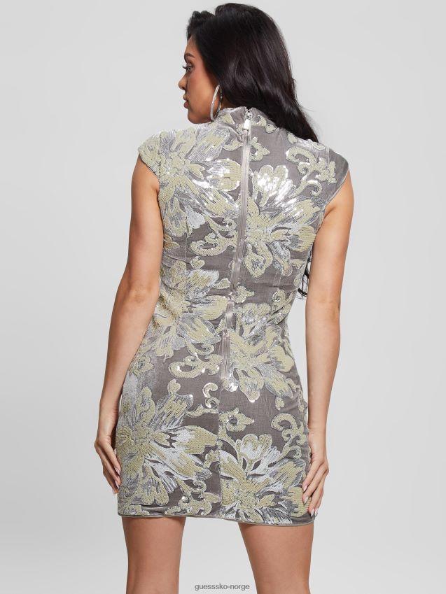 Guess blomsterpaljetter embro silv estella paljettkjole blomsterpaljetter embro silv kvinner F0LJ809182