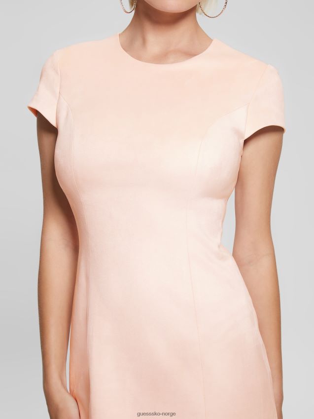 Guess blush breeze alma imitert semsket kjole rødme bris kvinner F0LJ809304