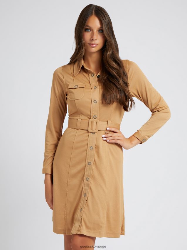 Guess brun chemisier kjole brun kvinner F0LJ803659
