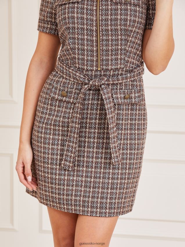 Guess brun multi marciano tweed kjole brun multi kvinner F0LJ806219