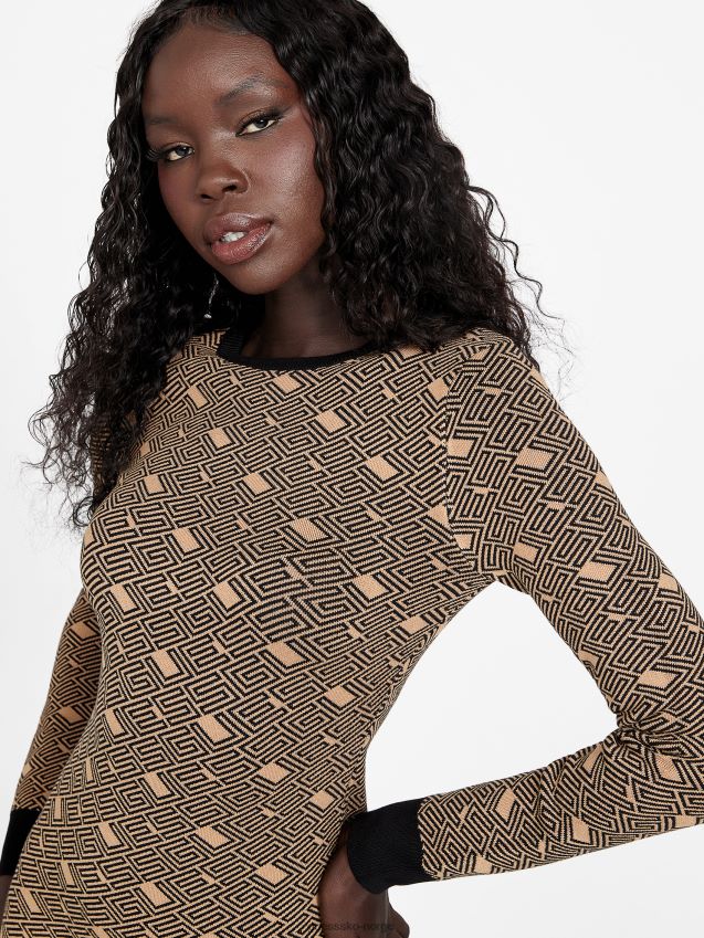 Guess cachet genserkjole ristet taupe multi ristet taupe multi kvinner F0LJ807259