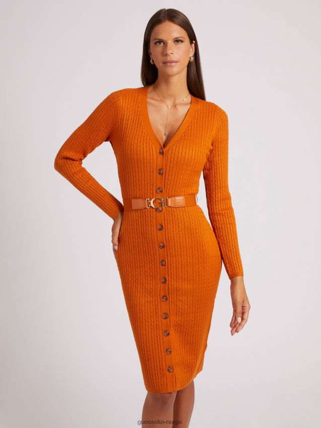 Guess cardigan belted kjole oransje oransje kvinner F0LJ802727