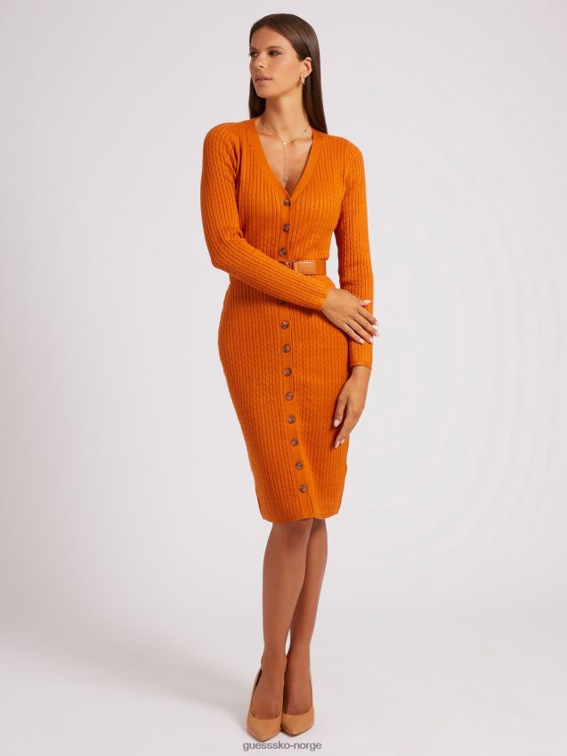 Guess cardigan belted kjole oransje oransje kvinner F0LJ802727