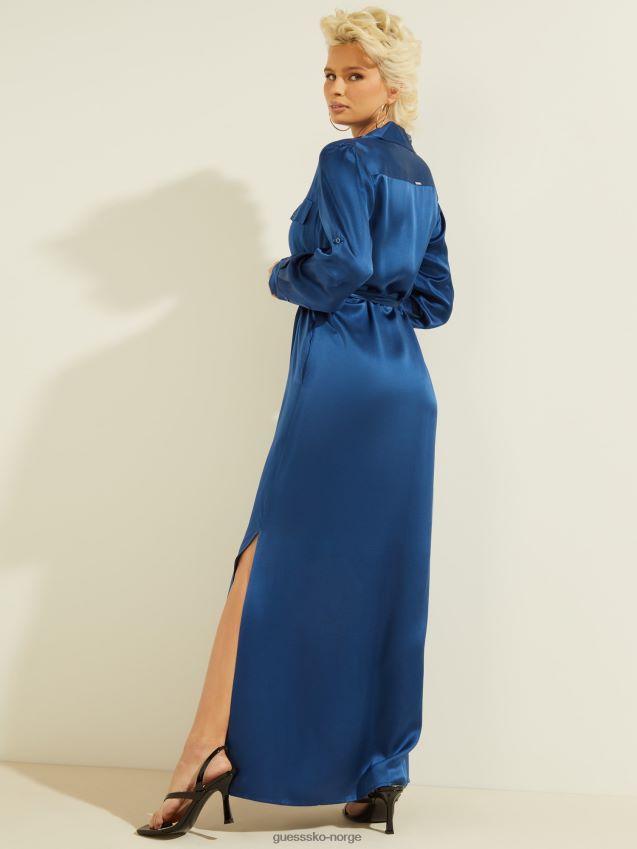 Guess elektrisk blå silke maxi kjole elektrisk blå kvinner F0LJ806602