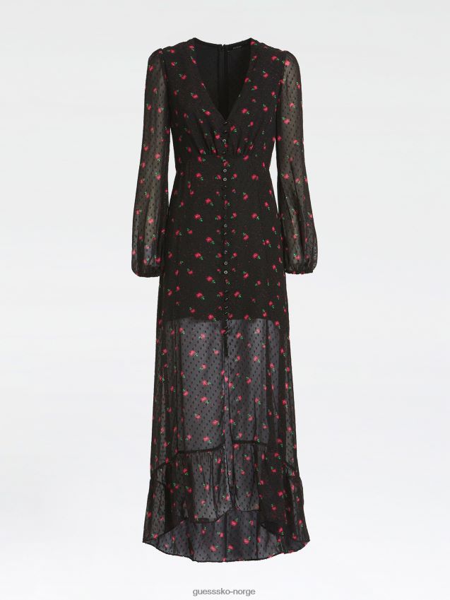 Guess fil coupe lang kjole sort multi svart multi kvinner F0LJ805852