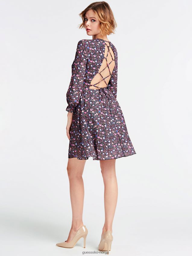 Guess flerfarget mønster kjole med blomstertrykk flerfarget mønster kvinner F0LJ806658