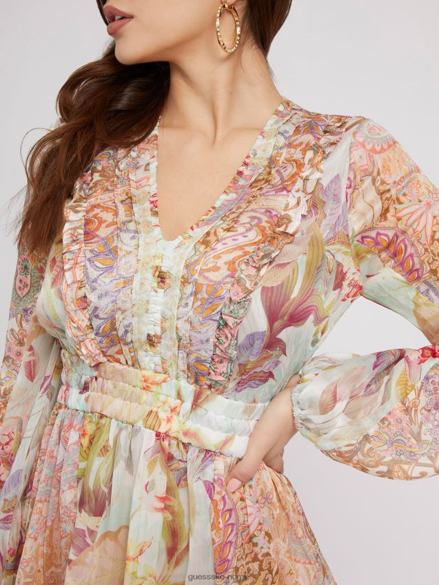 Guess floral fantasi floral print kjole blomsterfantasi kvinner F0LJ802640