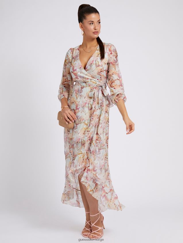 Guess floral fantasy all over print lang kjole blomsterfantasi kvinner F0LJ803174