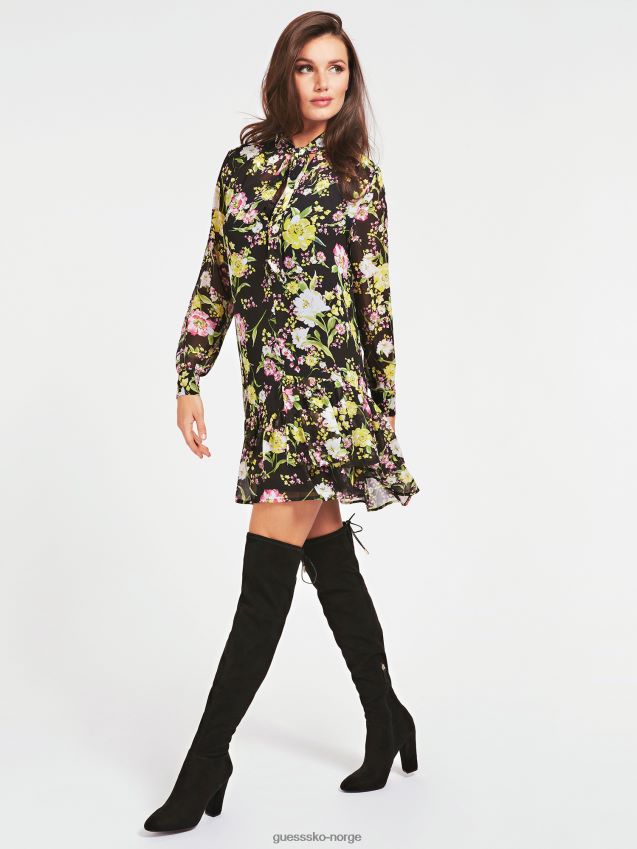 Guess floral fantasy all over print volangkjole blomsterfantasi kvinner F0LJ805683