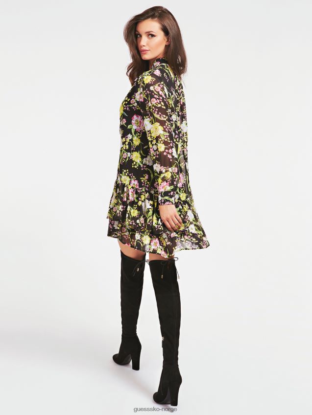 Guess floral fantasy all over print volangkjole blomsterfantasi kvinner F0LJ805683