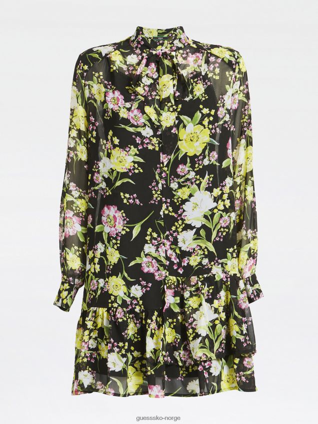 Guess floral fantasy all over print volangkjole blomsterfantasi kvinner F0LJ805683