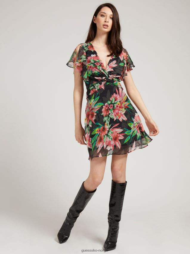 Guess floral fantasy all-over print volangkjole blomsterfantasi kvinner F0LJ806506