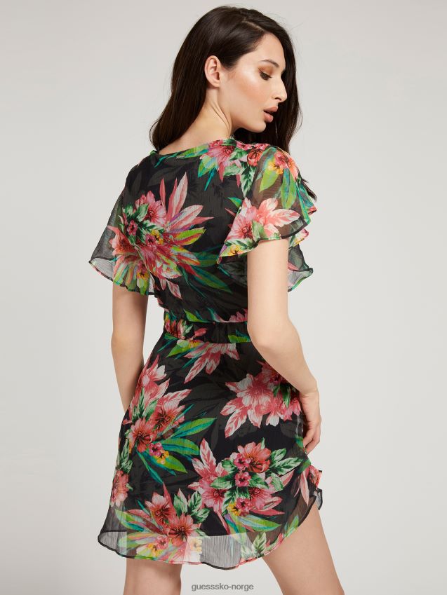 Guess floral fantasy all-over print volangkjole blomsterfantasi kvinner F0LJ806506