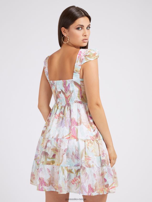 Guess floral fantasy passform og blusset kjole blomsterfantasi kvinner F0LJ803208