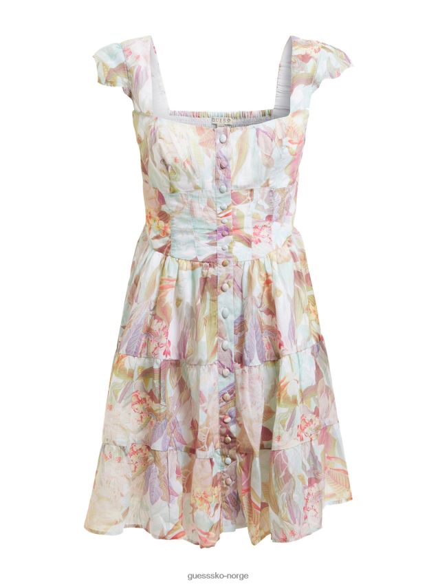 Guess floral fantasy passform og blusset kjole blomsterfantasi kvinner F0LJ803208