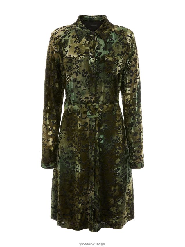Guess grønn fløyel kjole med dyrere print grønn kvinner F0LJ803111