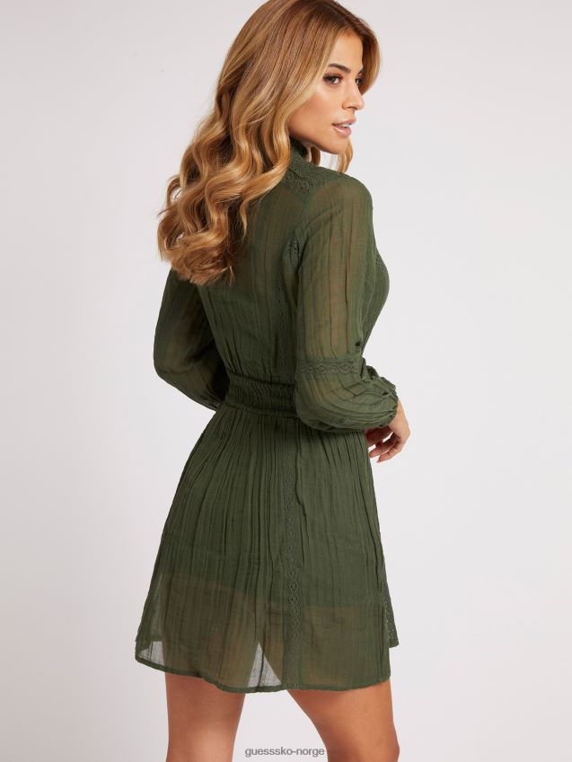 Guess grønn kjole i bomullsblanding grønn kvinner F0LJ805887