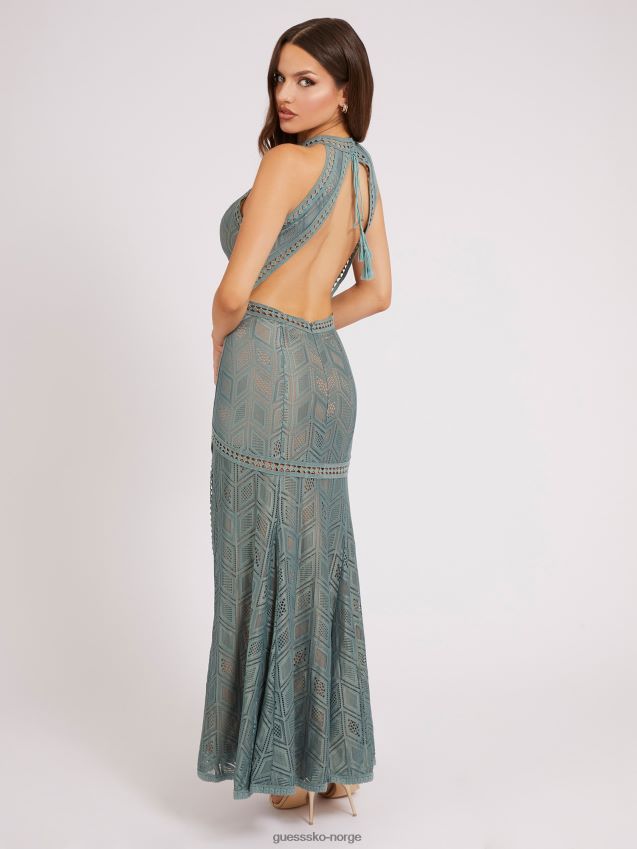 Guess grønn lang kjole med blonder grønn multi kvinner F0LJ803809