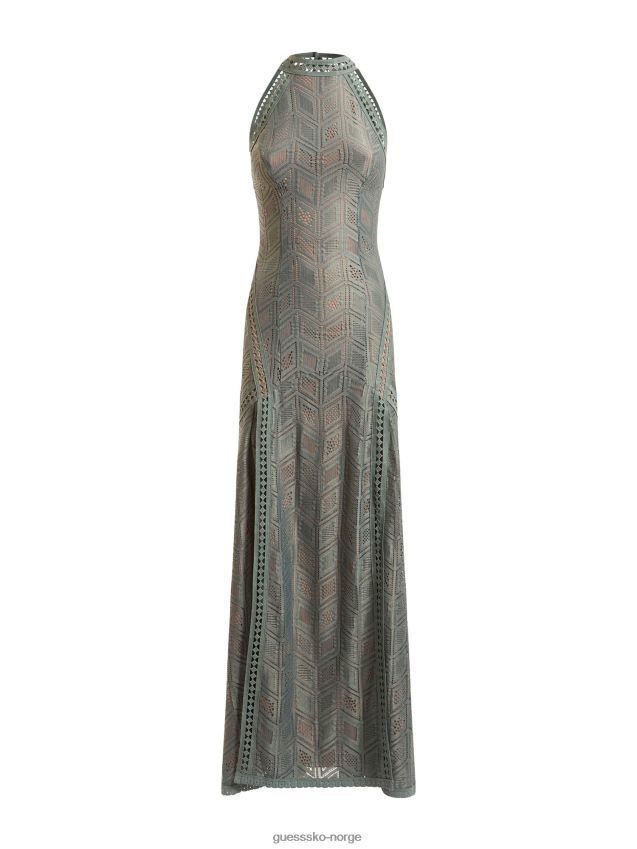 Guess grønn lang kjole med blonder grønn multi kvinner F0LJ803809
