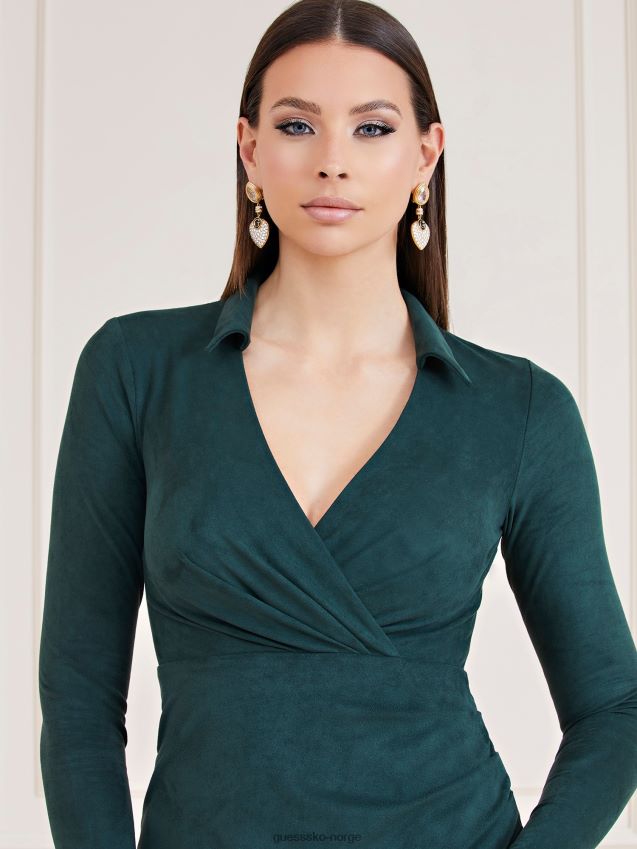 Guess grønn marciano kjole i imitert semsket skinn grønn kvinner F0LJ803940