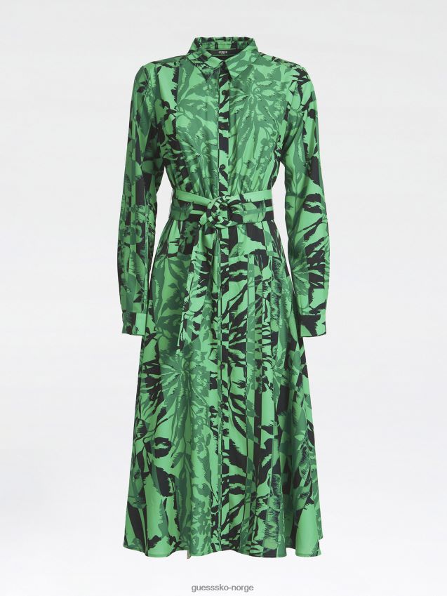 Guess grønn multi all over print beltekjole grønn multi kvinner F0LJ806773
