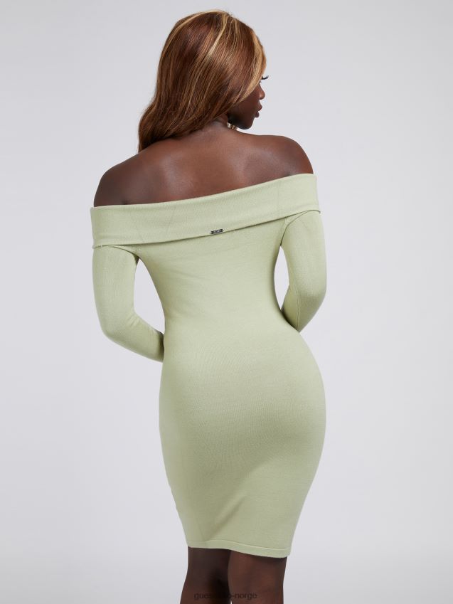 Guess grønn off-shoulder strikket kjole grønn kvinner F0LJ803883
