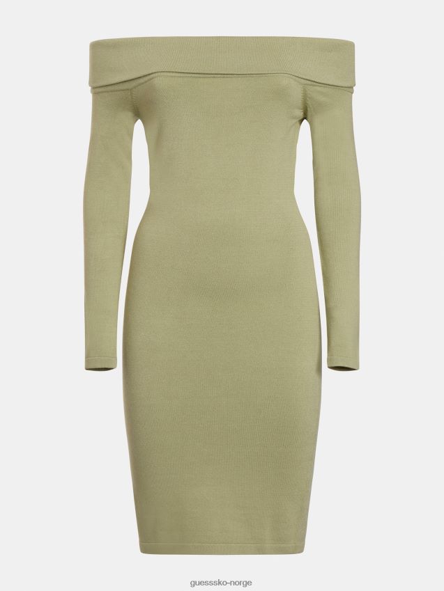 Guess grønn off-shoulder strikket kjole grønn kvinner F0LJ803883