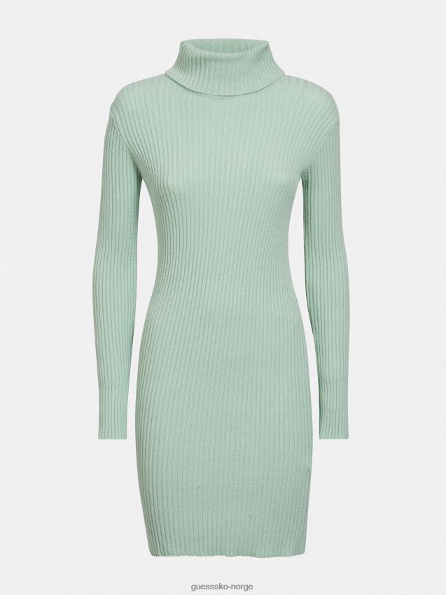 Guess grønn strikket kjole med høy hals grønn kvinner F0LJ806050