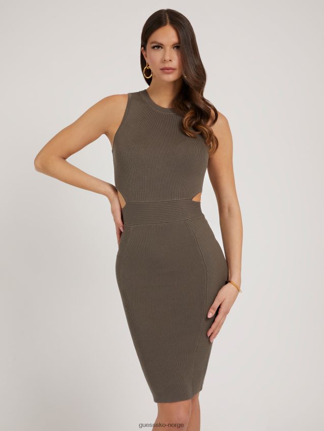 Guess grå utskåret ribbekjole grå kvinner F0LJ803726