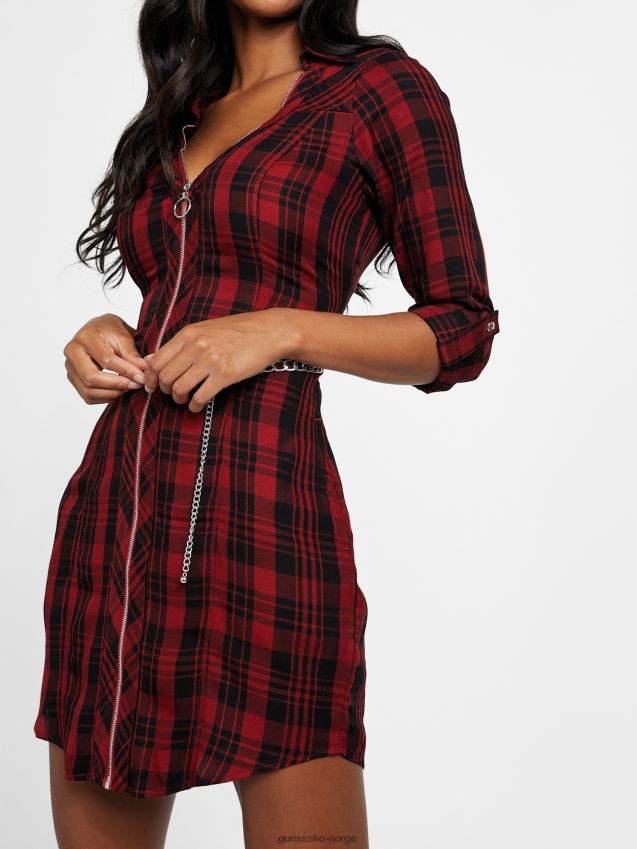 Guess holiday bliss rutete abelina vevd skjortekjole ferie lykke pledd kvinner F0LJ806988